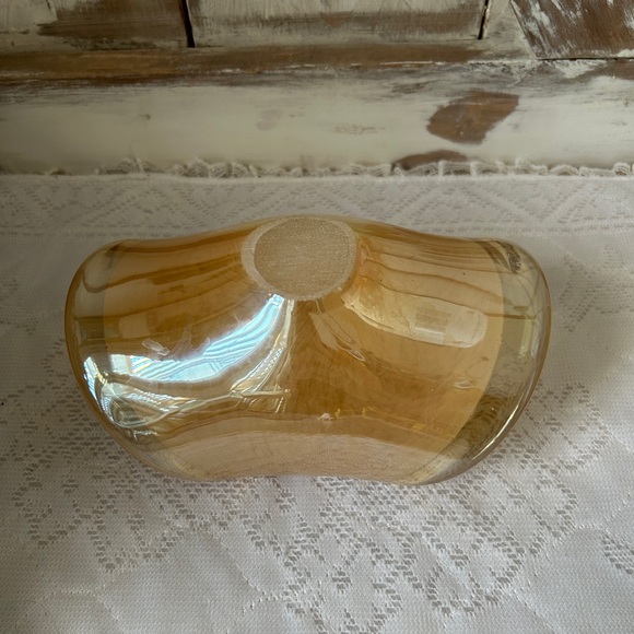 Murano style Italy hand blown glass basket champagne art glass mantle decor gift - Picture 2 of 4